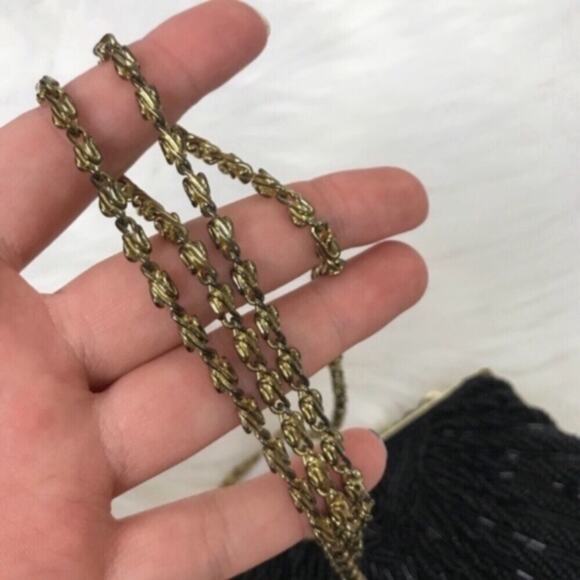 La Regale Vintage Black Beaded Satin Purse - Picture 7 of 8